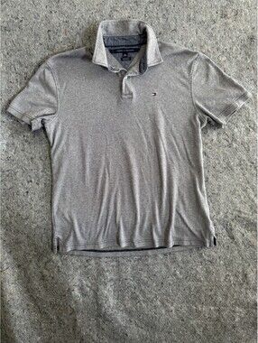 Tommy Hilfiger XL Custom Fit Polo Shirt Navy White Stripe 100% Cotton Flag Logo